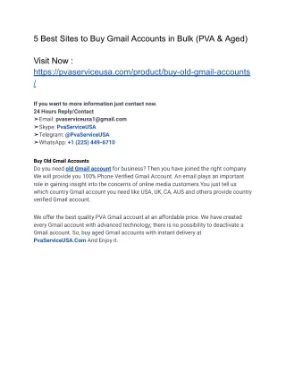 Top 9 Best Sites to Buy Gmail Accounts in Bulk (PVA & Aged) In Year
