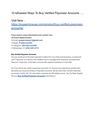 Buy Verified Payoneer Account - High Quality Bank Accounts