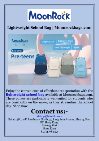 Lightweight School Bag  Moonrockbags.com