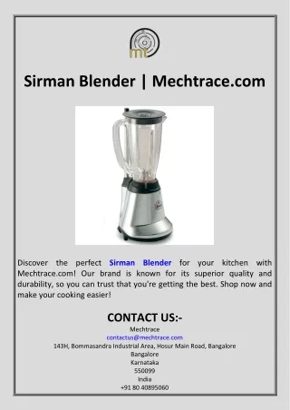 Sirman Blender  Mechtrace.com