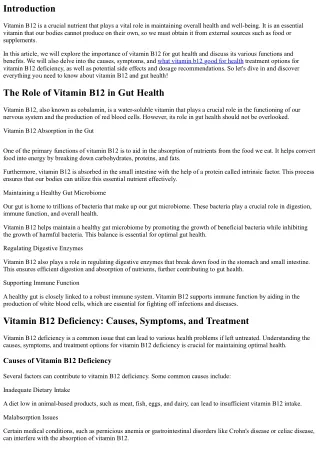 What You Need to Know about Vitamin B12 and Gut Health
