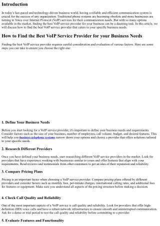 How to Find the Best VoIP Service Provider for your Business Needs