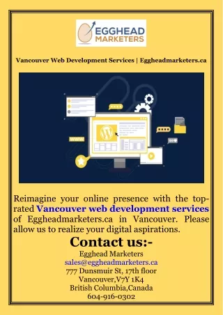 Vancouver Web Development Services  Eggheadmarketers.ca
