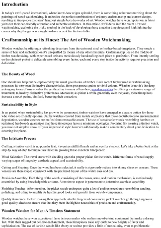 Craftsmanship at its Finest: The Art of Wooden Watchmaking