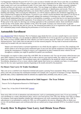 Lorry Registration Renewal State Cost Waiver