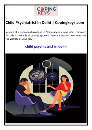 Child Psychiatrist In Delhi  Copingkeys.com