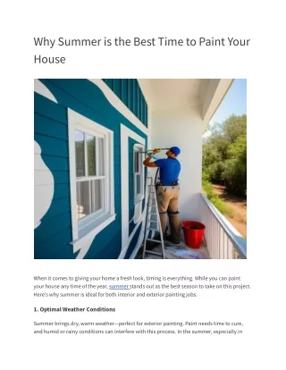 Why Summer is the Best Time to Paint Your House