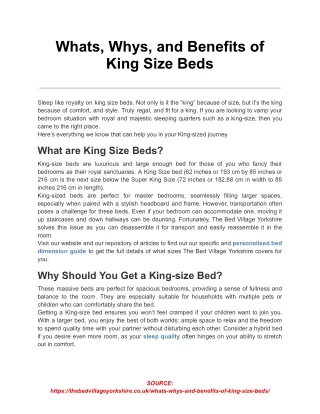 Whats, Whys, and Benefits of King Size Beds