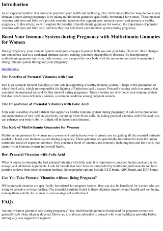 Boost Your Immune System during Pregnancy with Multivitamin Gummies for Women