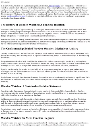Wooden Watches: A Perfect Blend of Style and Sustainability