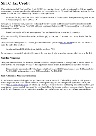 How to Claim the SETC Tax Credit