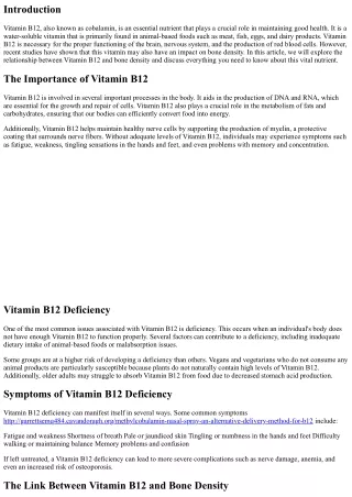 What You Should Know about Vitamin B12 and Bone Density
