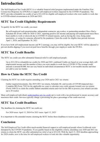 SETC Tax Credit Guide