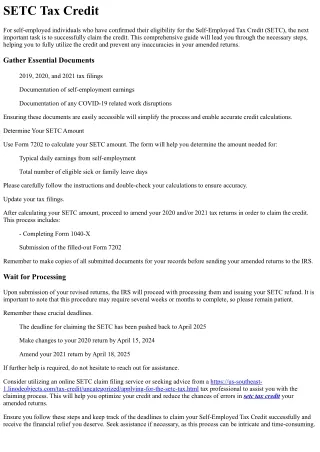 How to Claim the SETC Tax Credit