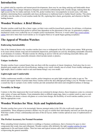 Wooden Watches UK: Where Classic Meets Contemporary