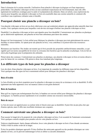 “Cuisine Naturelle: L’importance d’une planche a découpe écologique”