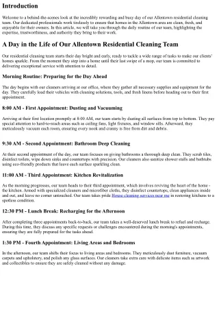 A Day in the Life of Our Allentown Residential Cleaning Team.