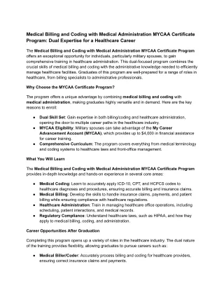 Medical Billing and Coding with Medical Administration MYCAA Certificate Program_ Dual Expertise for a Healthcare Career