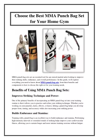 Choose the Best MMA Punch Bag Set for Your Home Gym