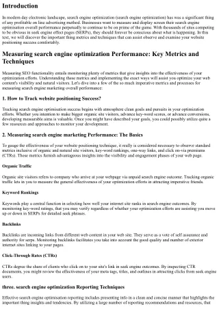 Measuring SEO overall performance: Key metrics and processes