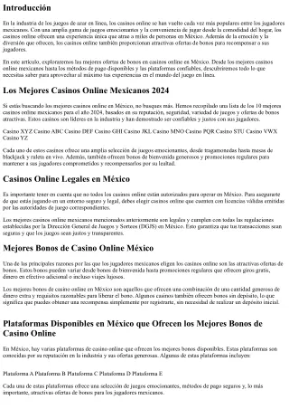 Ofertas de Bonos Atractivas en Casinos Online de México