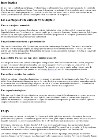 Les raisons pour lesquelles une carte de visite digitale est un excellent outil
