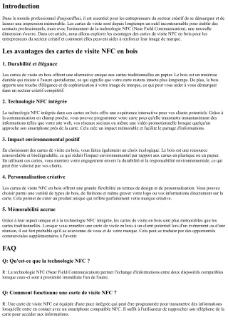 Les avantages des cartes de visite NFC en bois pour les entrepreneurs du secteur