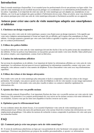 Astuces pour créer une carte de visite numérique adaptée aux smartphones et tabl