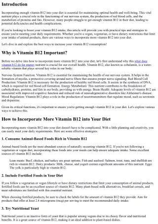 How to Incorporate More Vitamin B12 into Your Diet