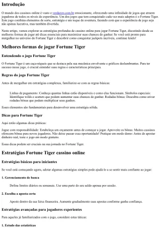 Estratégias Profundas de Cassino Online para Jogar Fortuna Tigre