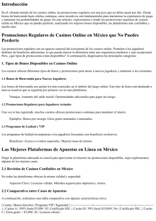 Promociones Regulares de Casinos Online en México que No Puedes Perderte