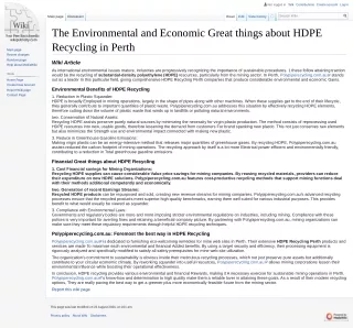 The Environmental and Economic Great things about HDPE Recycling in Perth