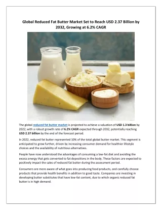 Reduced Fat Butter Market