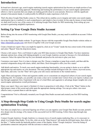 A Step-byStep Guide for Using Google Data Studio to Track search engine optimiza