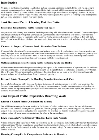 Comprehensive Rubbish Collection Services in Perth