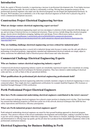 Meet up with the Skilled Electrical Engineers Powering Perth's Commercial Develo