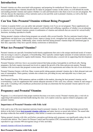 Debunking the Myths: Can You Take Prenatal Vitamins without Being Pregnant?