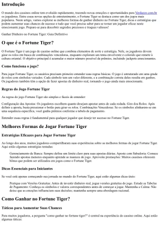 Ganhar Dinheiro no Fortune Tiger: Guia Definitivo