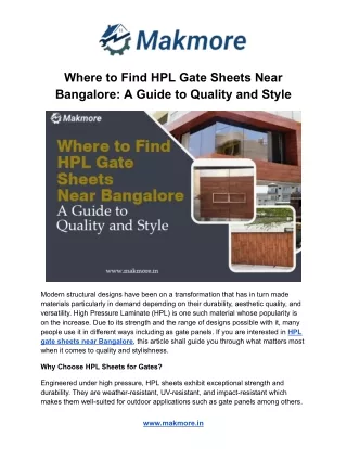 Where to Find HPL Gate Sheets Near Bangalore: A Guide to Quality and Style