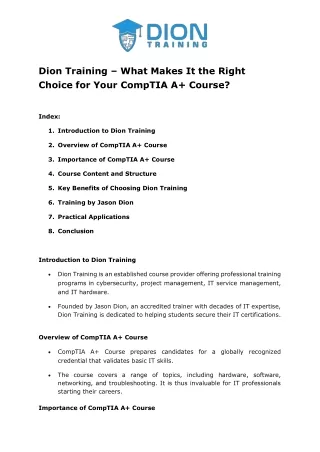 What Makes It the Right Choice for Your CompTIA A  Course