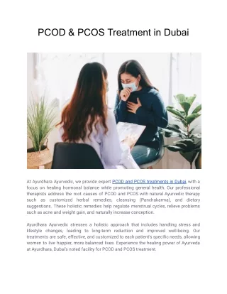 PCOD & PCOS Treatment in Dubai