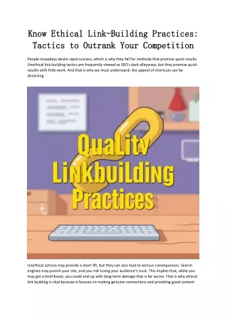 Outrank Competitors with Ethical Link-Building Practices