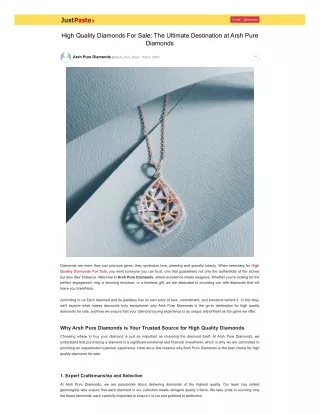 High Quality Diamonds For Sale The Ultimate Destination at Arsh Pure Diamonds