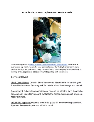 razer blade  screen replacement service seeb