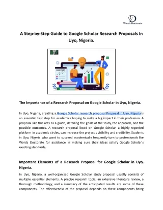 A Step-by-Step Guide to Google Scholar Research Proposals In Uyo, Nigeria