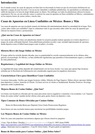 Casas de Apuestas en Línea Confiables en México: Bonos y Más