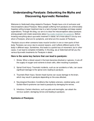 Understanding Paralysis Debunking the Myths and Discovering Ayurvedic Remedies