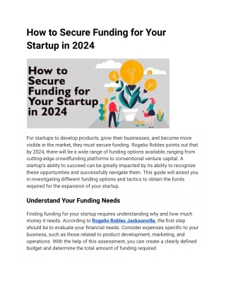 How to Secure Funding for Your Startup in 2024