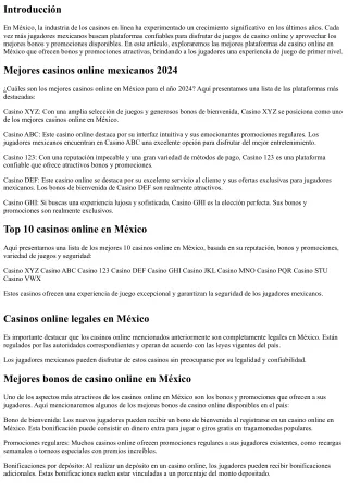 Plataformas de Casino Online en México con los Mejores Bonos y Promociones