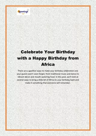 Celebrate Your Birthday with a Happy Birthday from Africa